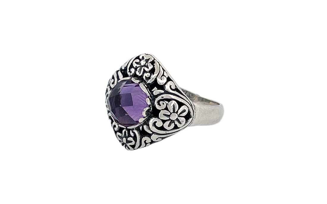 Natural Amethyst Handmade 925 Sterling Silver Ring | Genuine February Birthstone Gemstone Ring | Artisan Silver Jewelry | Gift for Her- R88