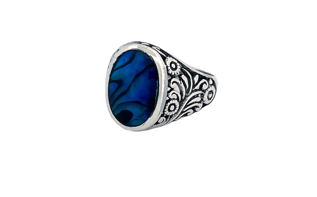 Sterling Silver Gemstone Rings – Abalone Shell & Coral