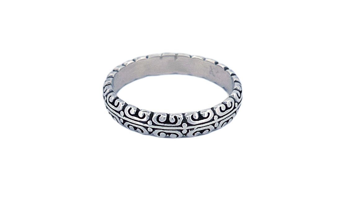 Sterling Silver Scroll Band Ring
