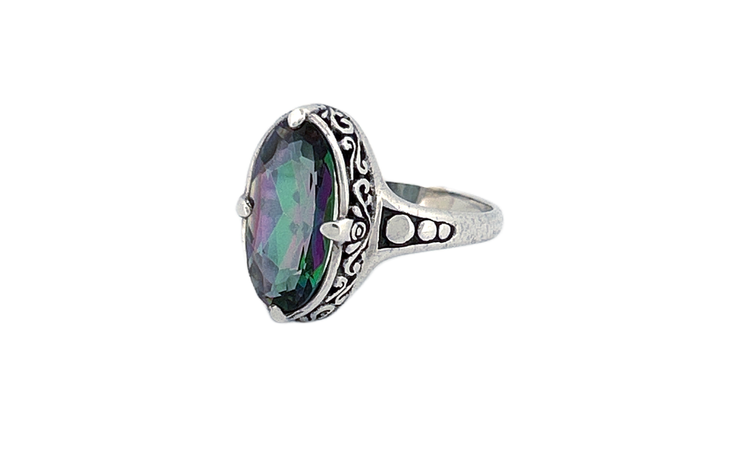 Sterling Silver Mystique Topaz Ring – Oval Cut Design