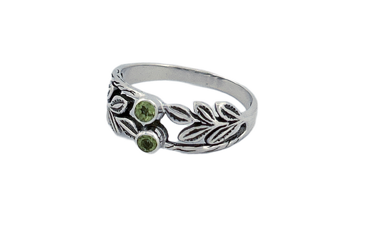 Sterling Silver Peridot Leaf Ring