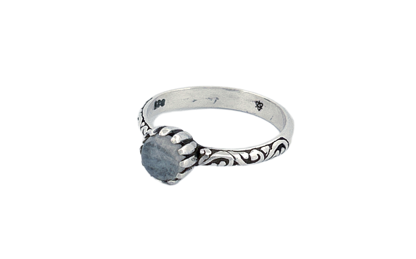 Sterling Silver Moonstone Ring – Vintage Floral Design
