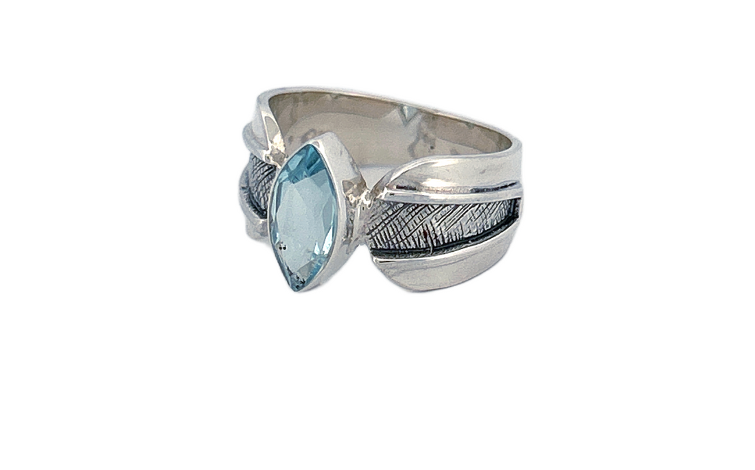 Sterling Silver Marquise Blue Topaz Ring