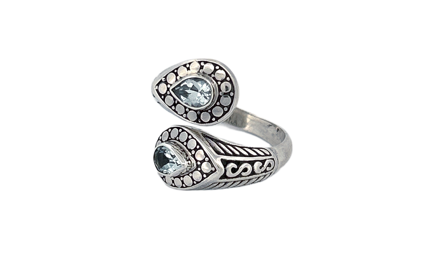 Adjustable Handmade Sterling Silver Genuine Blue Topaz Ring-R87