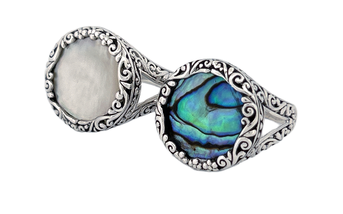 Round Mother of Pearl Handmade Sterling Silver Ring R80