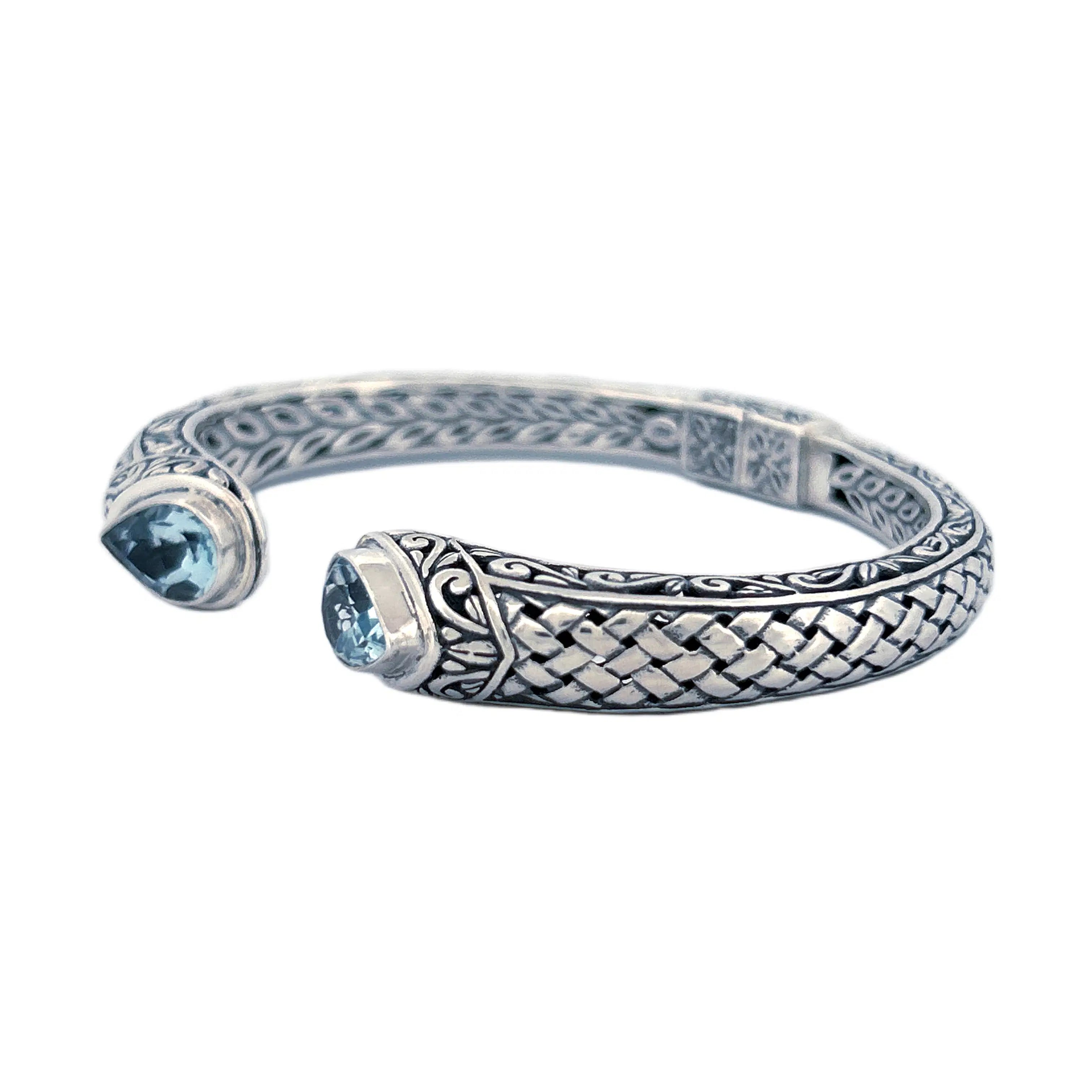 Signature Artisan Silver Bangle with Amethyst Ends