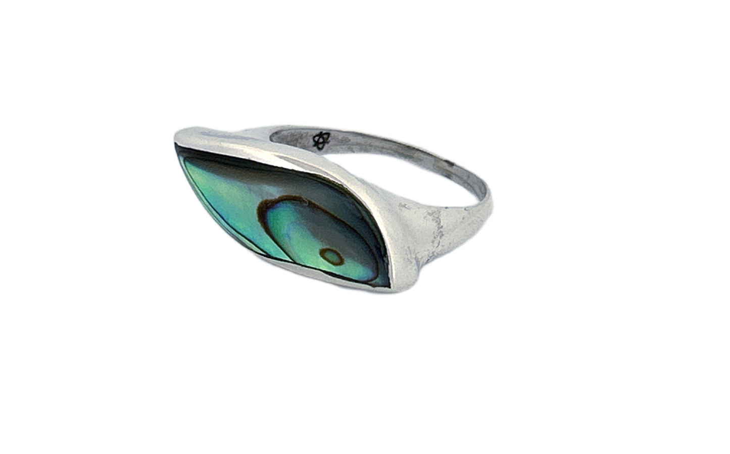 Sterling Silver Abalone Shell Ring – Modern Wave Design