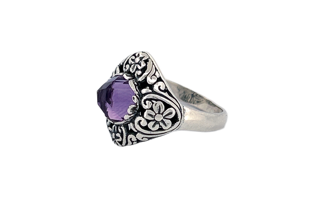 Natural Amethyst Handmade 925 Sterling Silver Ring | Genuine February Birthstone Gemstone Ring | Artisan Silver Jewelry | Gift for Her- R88