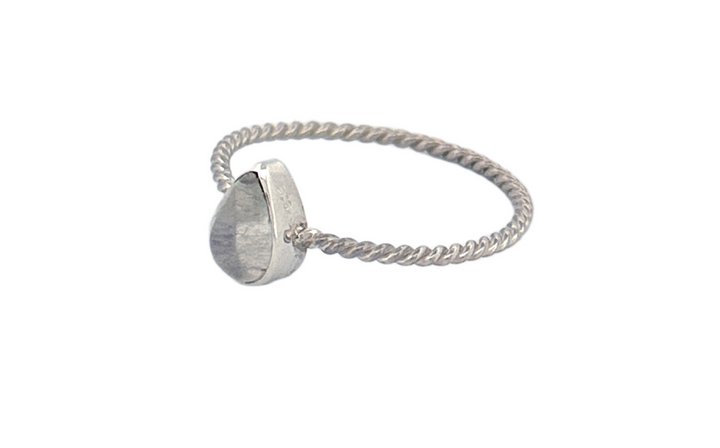 Handcrafted 925 Sterling Silver Pear Cut Moonstone Ring