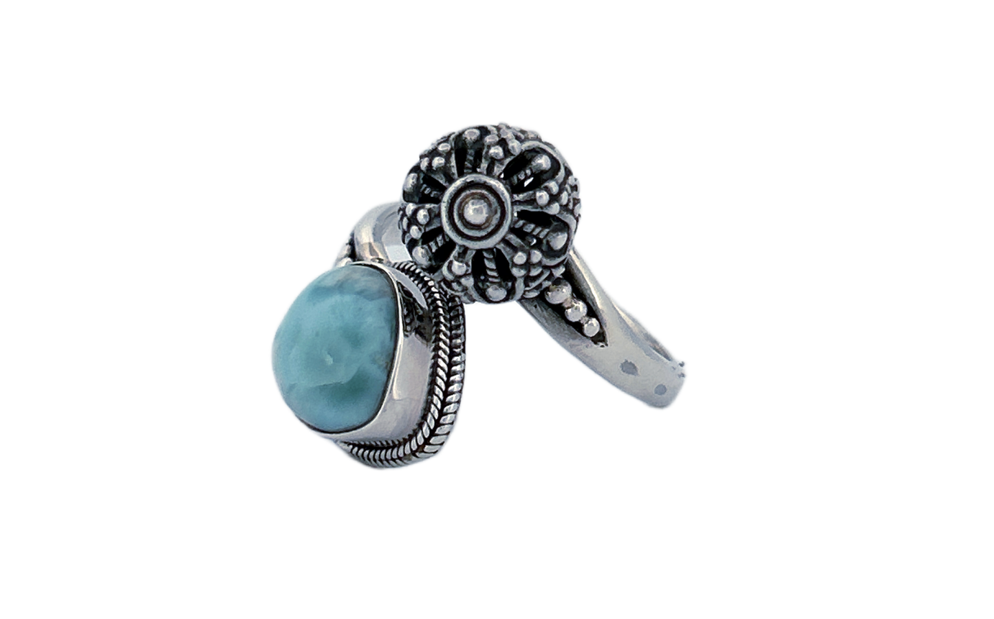 Sterling Silver Larimar Ring – Open Design