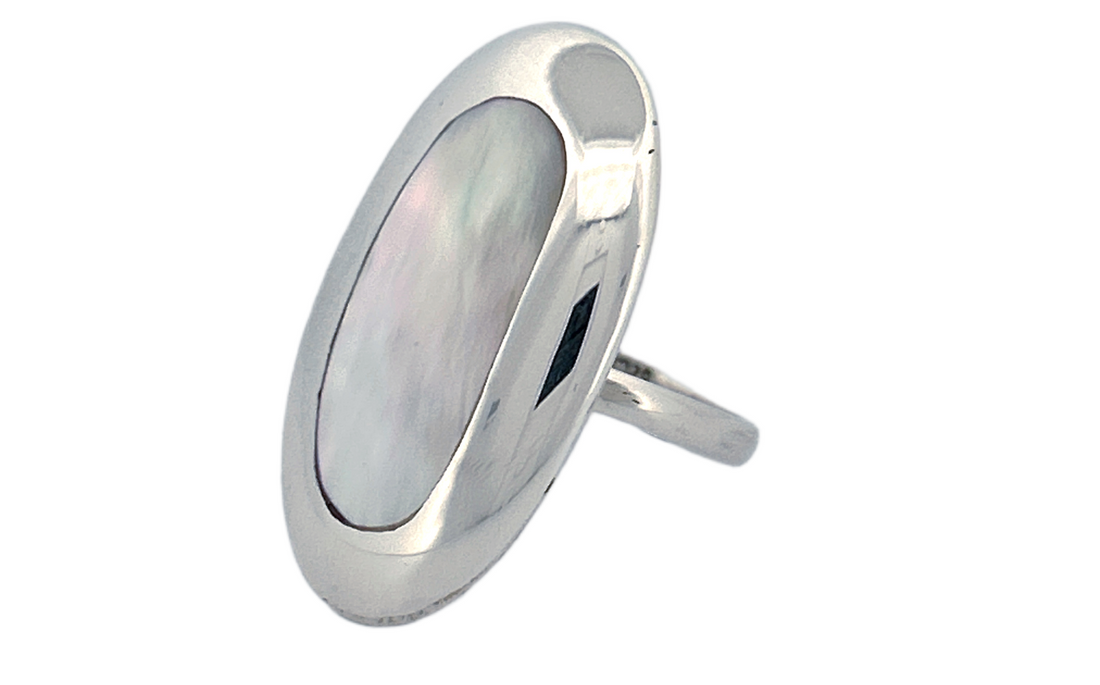 Sterling Silver Twin‑Shell Ring — Mother of Pearl & Abalone