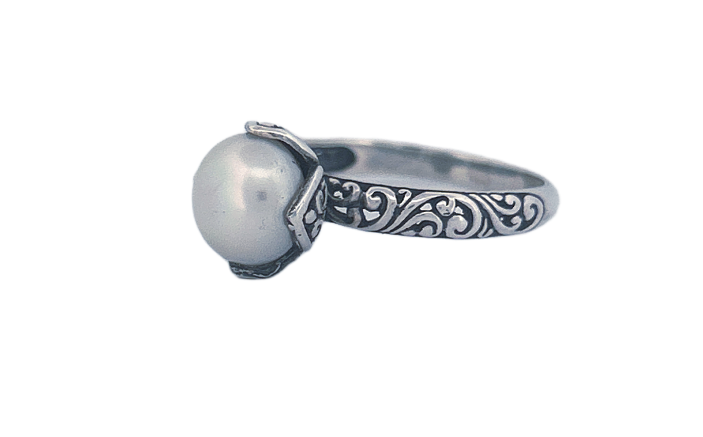 Sterling Silver Filigree Ring with Freshwater Pearl