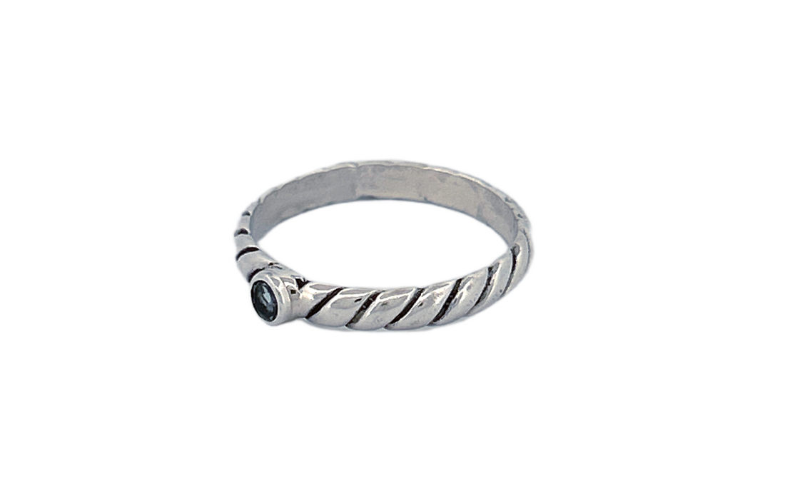 Sterling Silver Peridot Ring – Twisted Band Design
