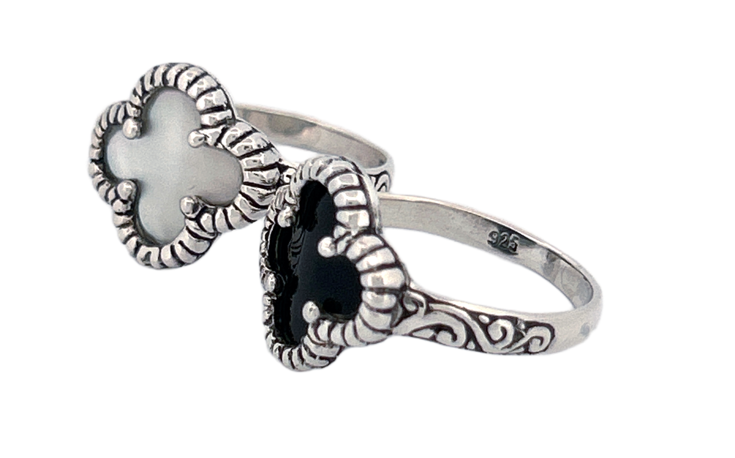 Handcrafted Sterling Silver Mother of Pearl Clover Ring R74