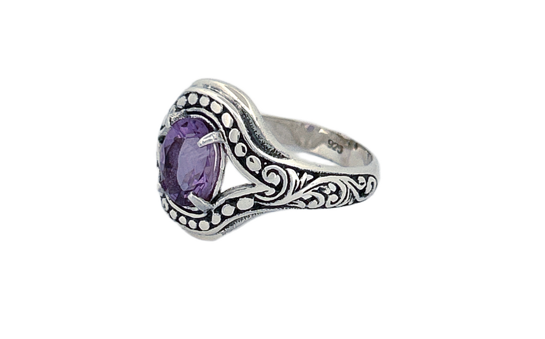 Sterling Silver Gemstone Ring – Amethyst & Blue Topaz