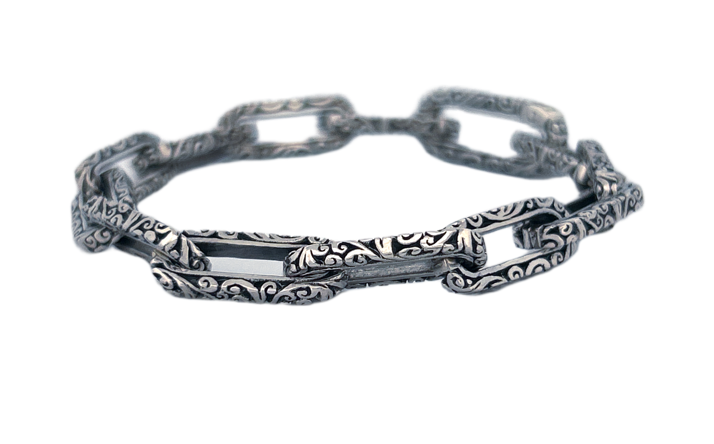 Handmade Sterling Silver Paper Clip Chain Link Bracelet-CB36