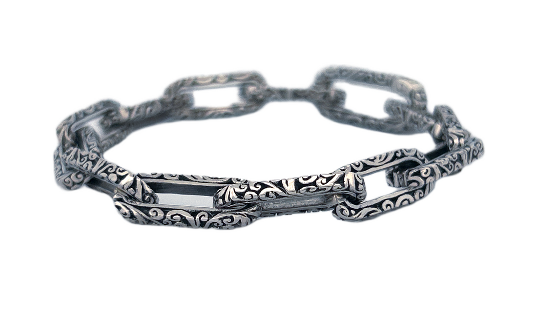 Handmade Sterling Silver Paper Clip Chain Link Bracelet-CB36