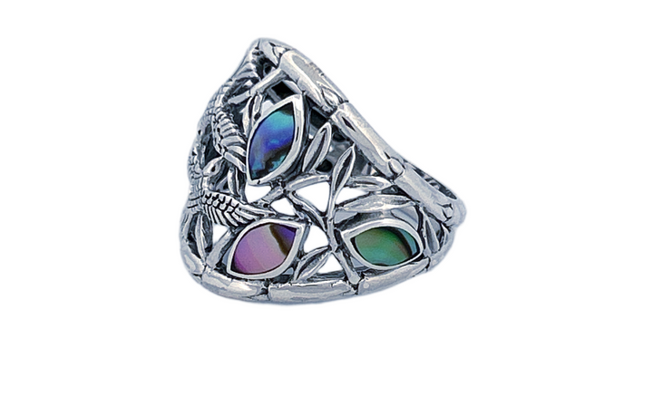 Handcrafted Sterling Silver Abalone Shell Ring-R51