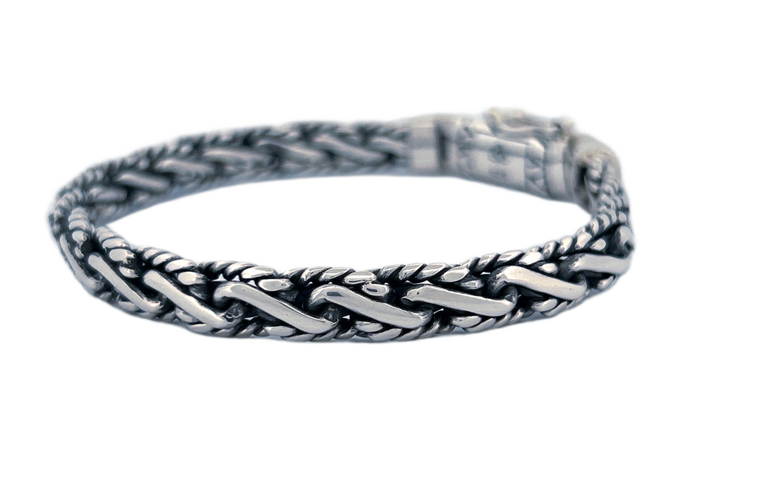 Genuine 925 Sterling Silver Bracelet with Spring Box Lock- CB26