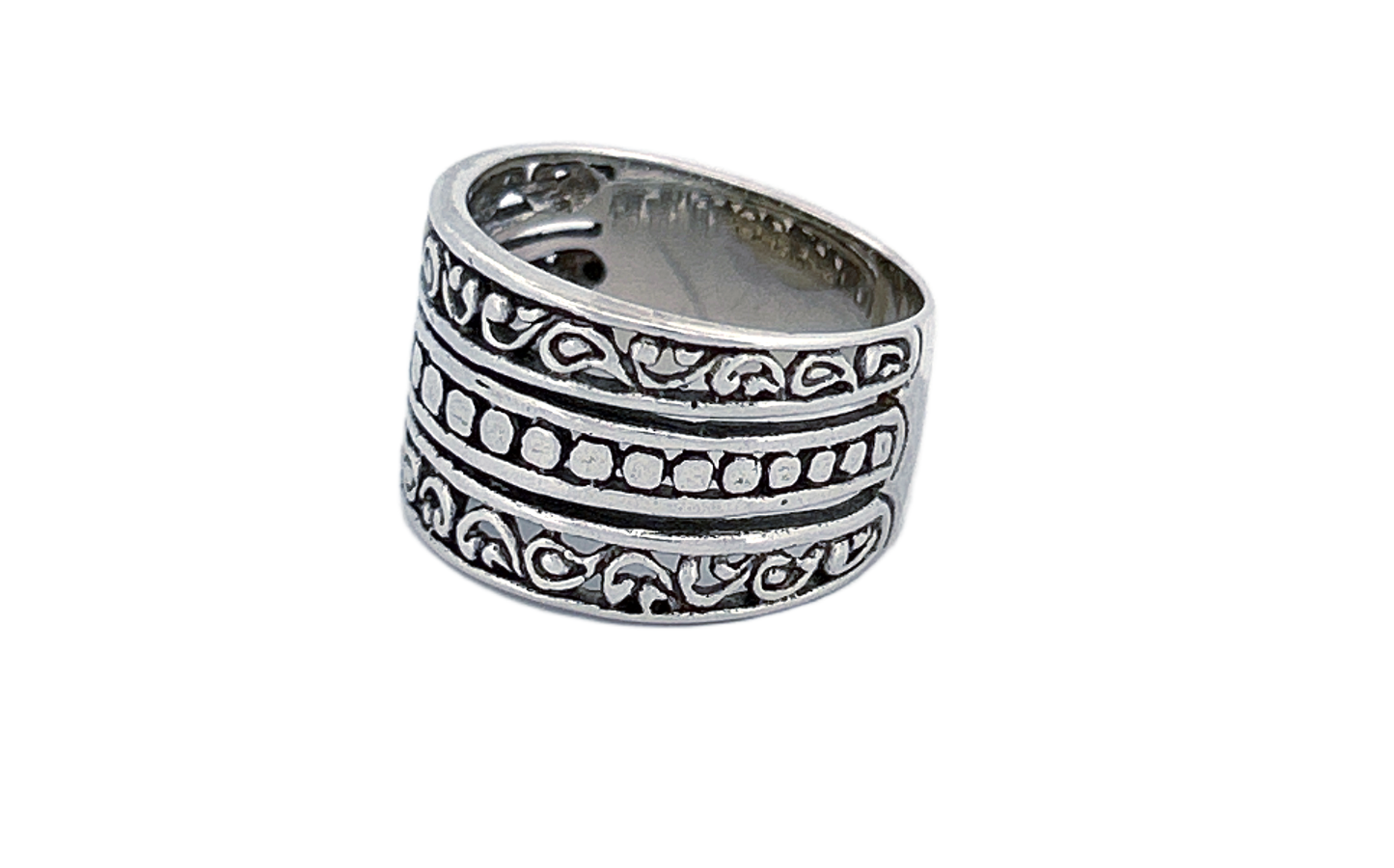 Sterling Silver Ornate Band Ring – Vintage Pattern