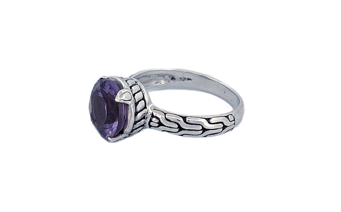 Sterling Silver Gemstone Ring – Amethyst or Blue Topaz