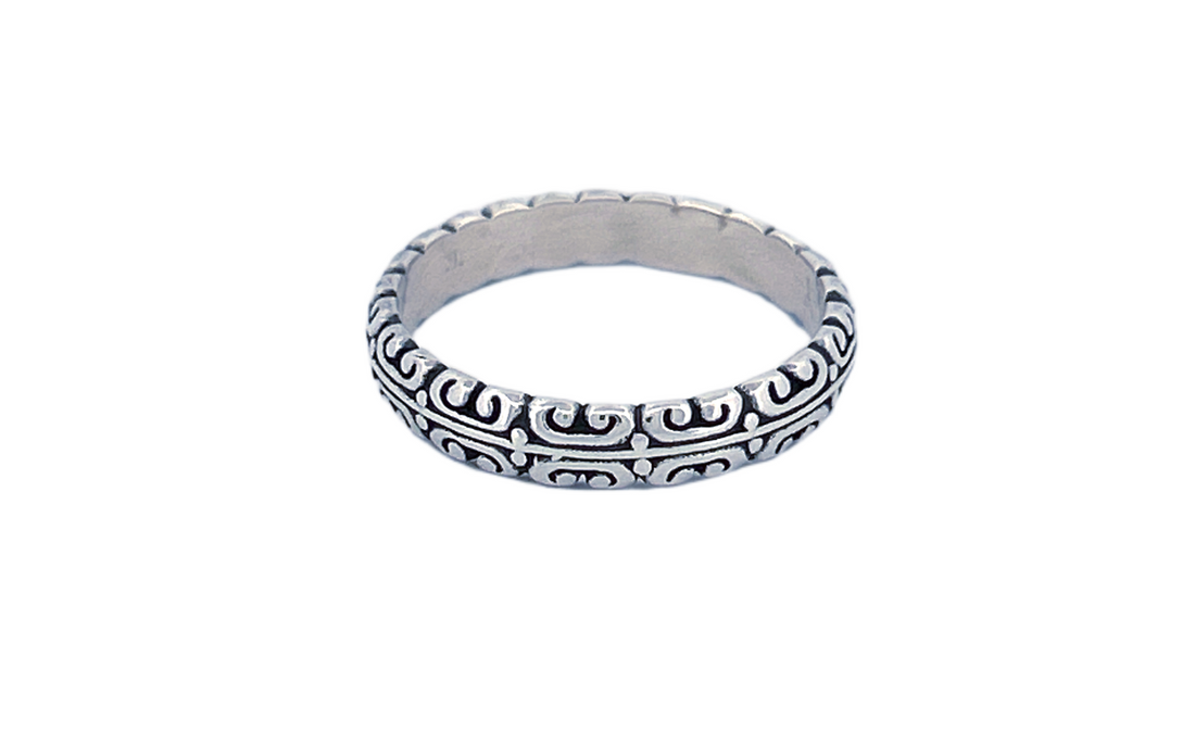 Sterling Silver Scroll Band Ring