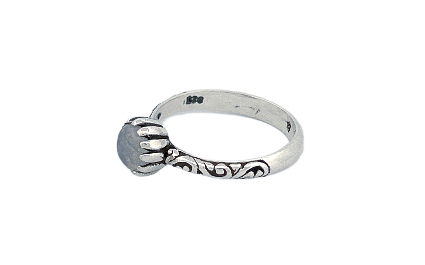 Sterling Silver Moonstone Ring – Vintage Floral Design