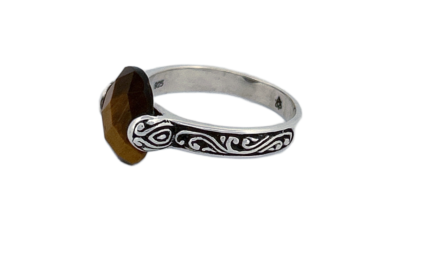 Sterling Silver Filigree Ring with Tiger’s Eye