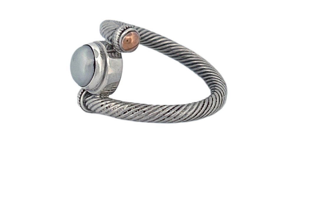 Unique Freshwater Pearl Sterling Silver Ring | Handmade 925 Sterling Silver Pearl RingR77