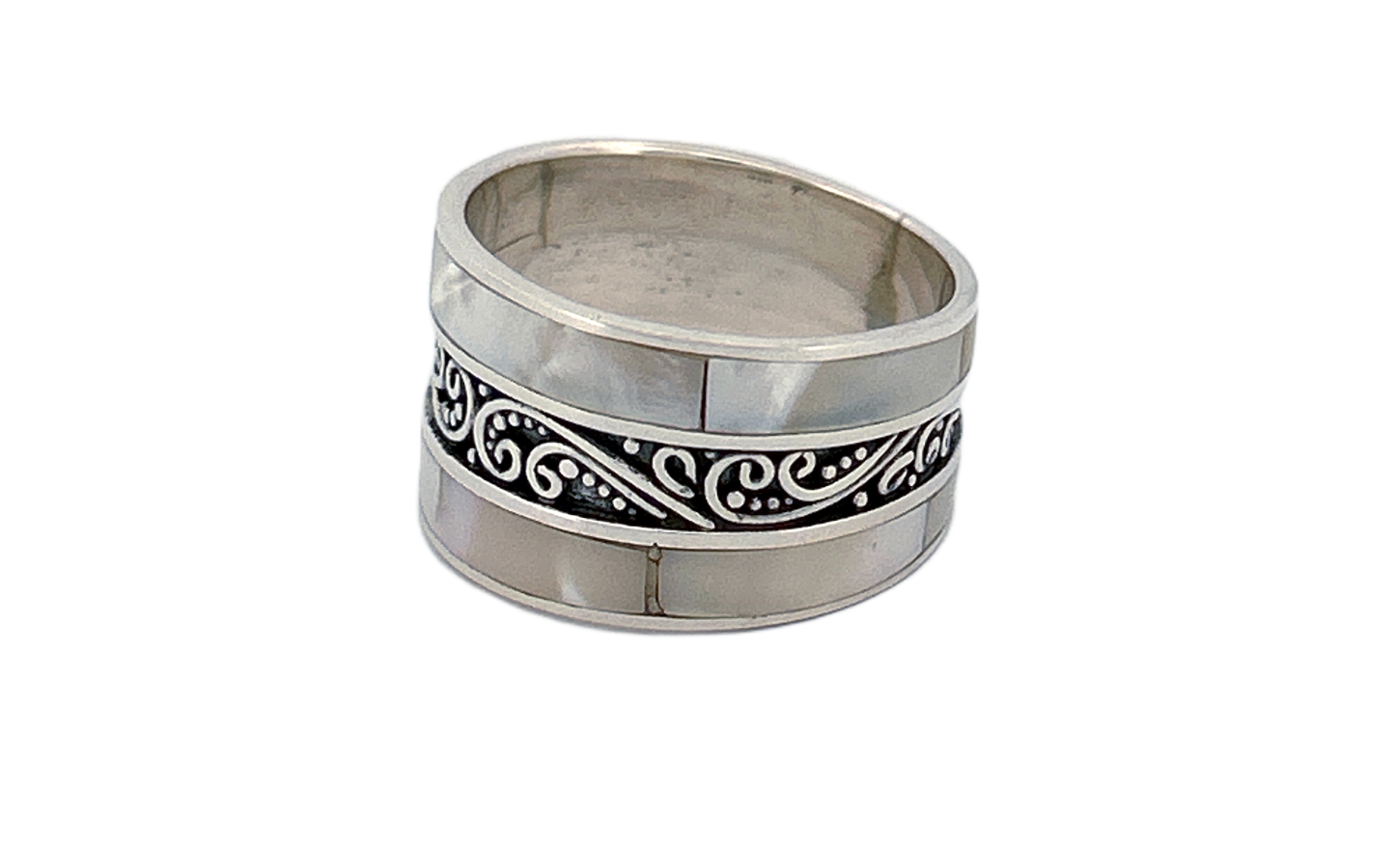 Sterling Silver Mother of Pearl Band Ring