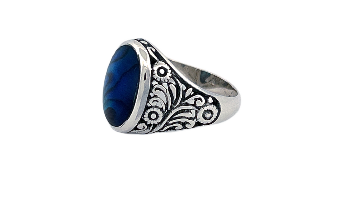 Sterling Silver Gemstone Rings – Abalone Shell & Coral