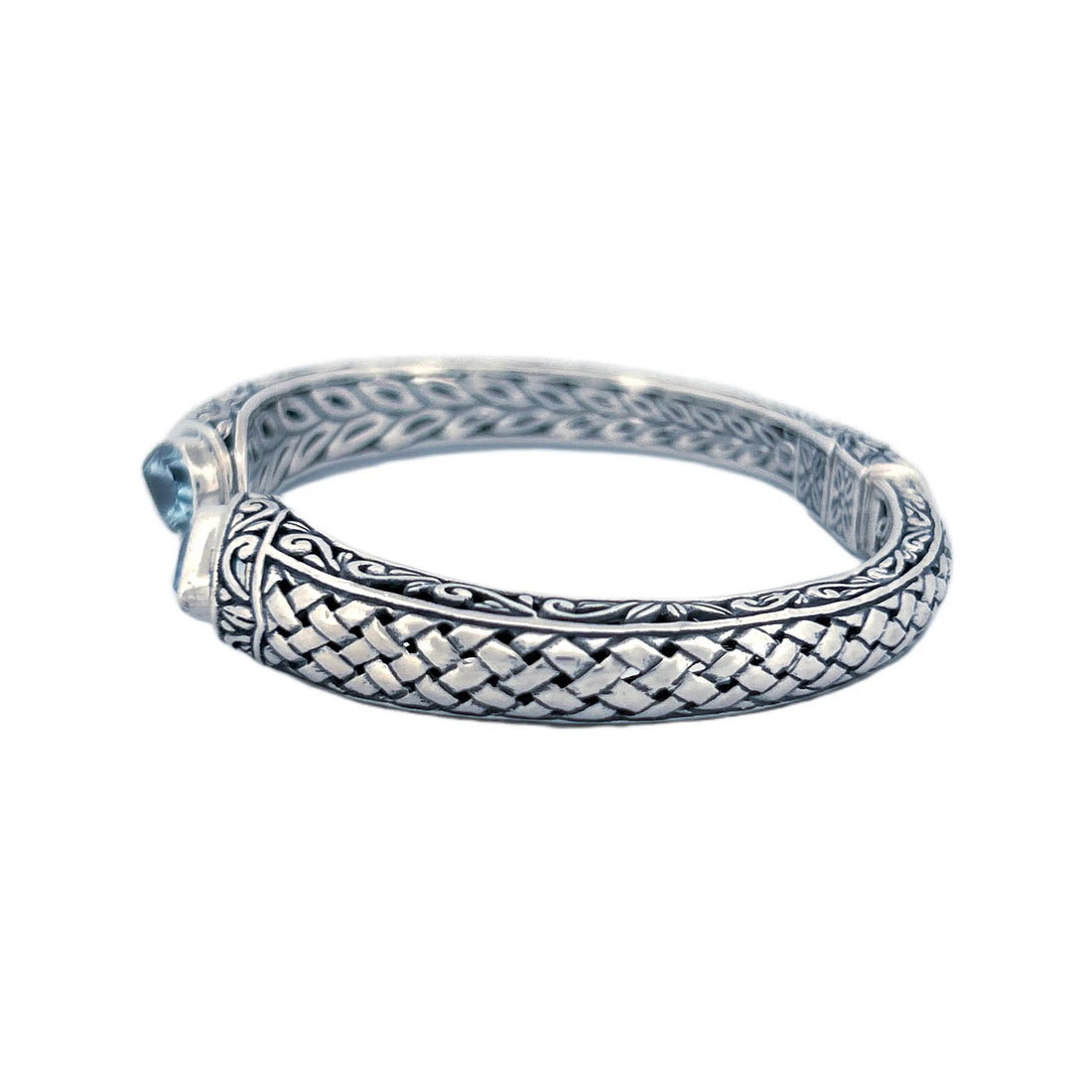 Signature Artisan Silver Bangle with Amethyst Ends