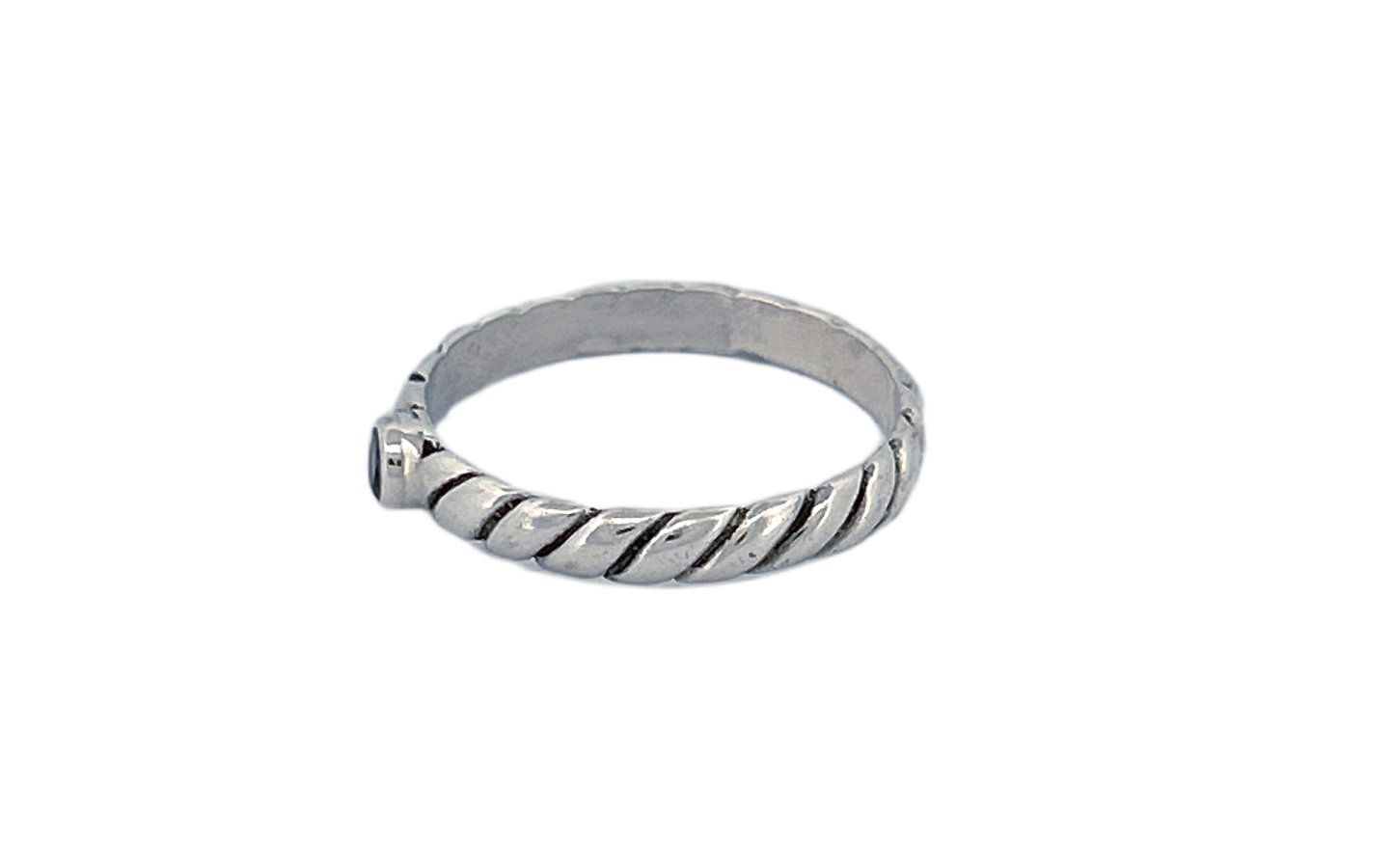 Sterling Silver Peridot Ring – Twisted Band Design