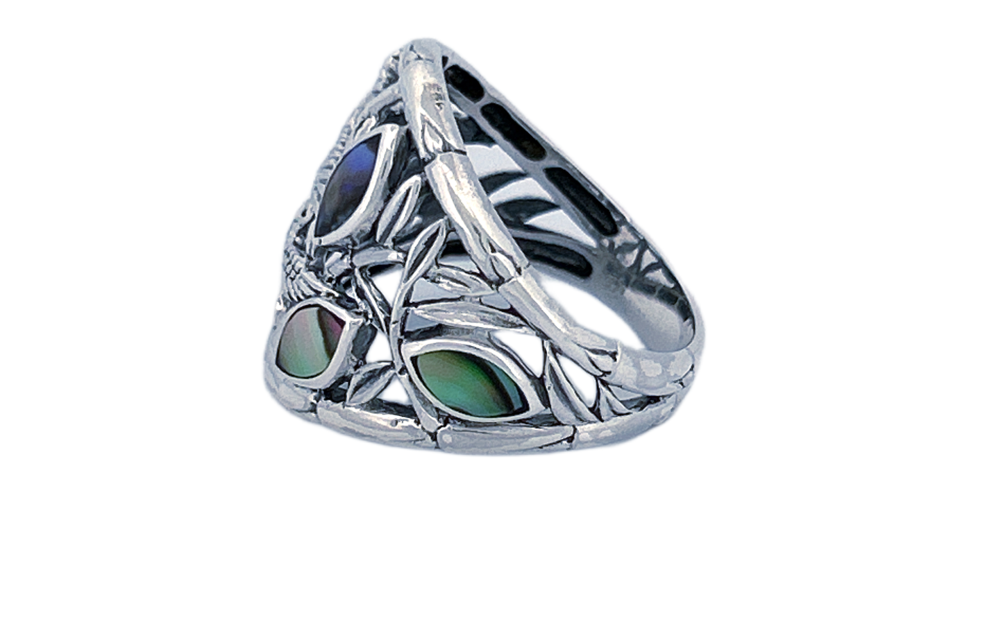 Handcrafted Sterling Silver Abalone Shell Ring-R51
