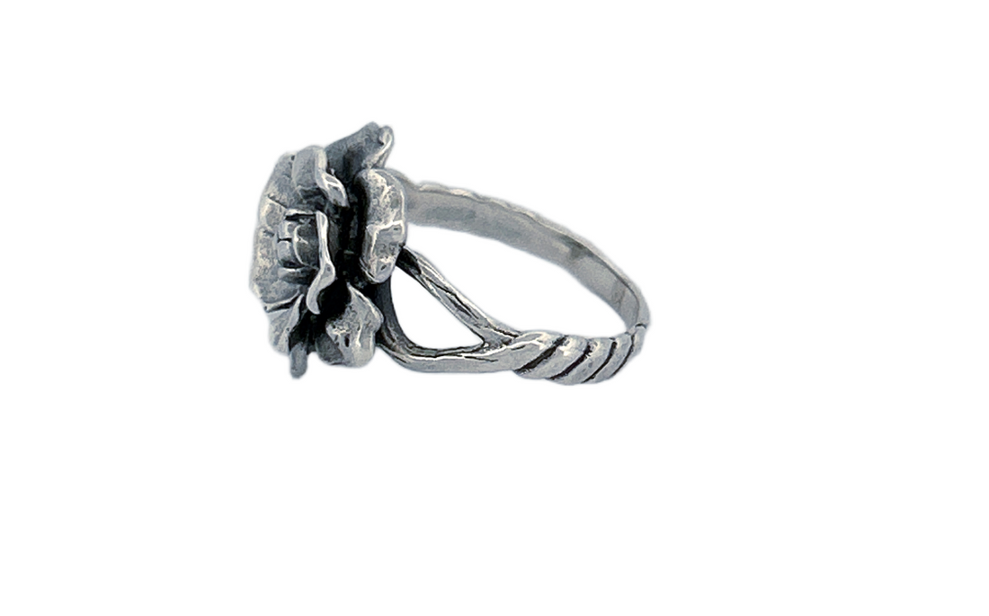 Sterling Silver 3D Rose Ring