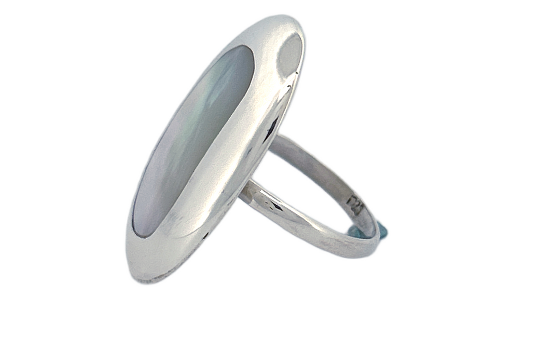 Sterling Silver Twin‑Shell Ring — Mother of Pearl & Abalone