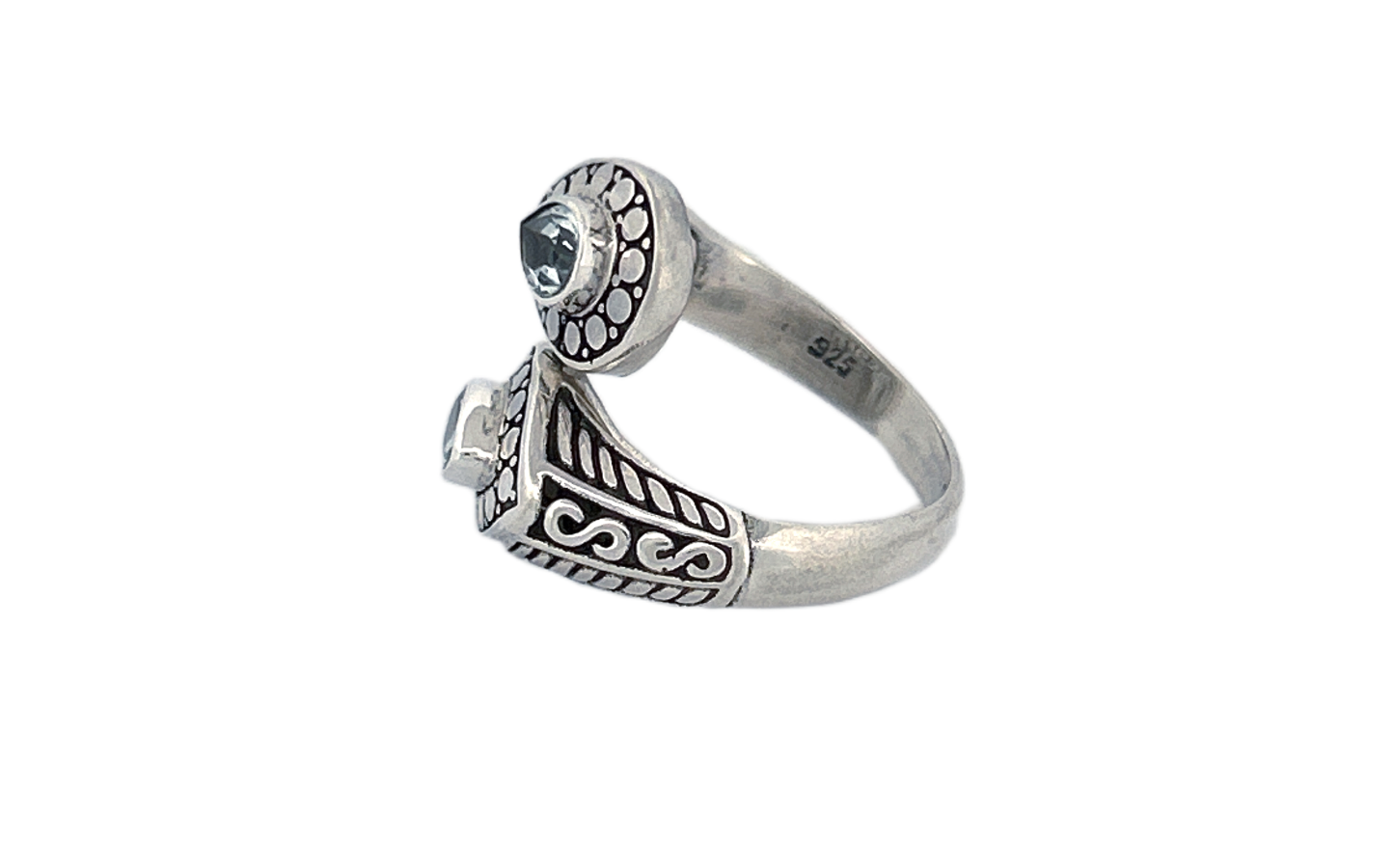 Adjustable Handmade Sterling Silver Genuine Blue Topaz Ring-R87