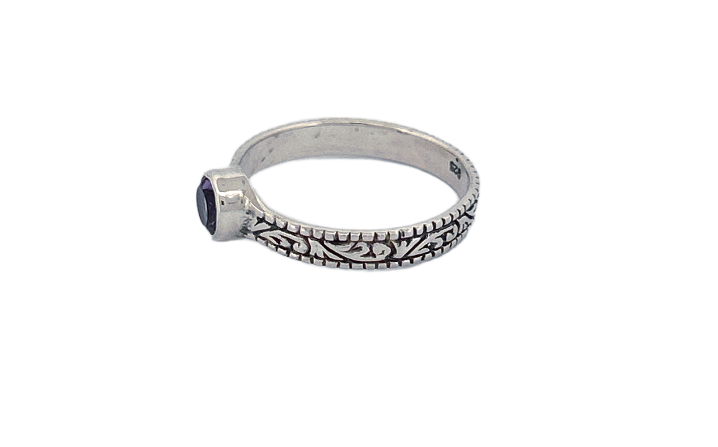 Sterling Silver Amethyst Ring – Petite Vine Band