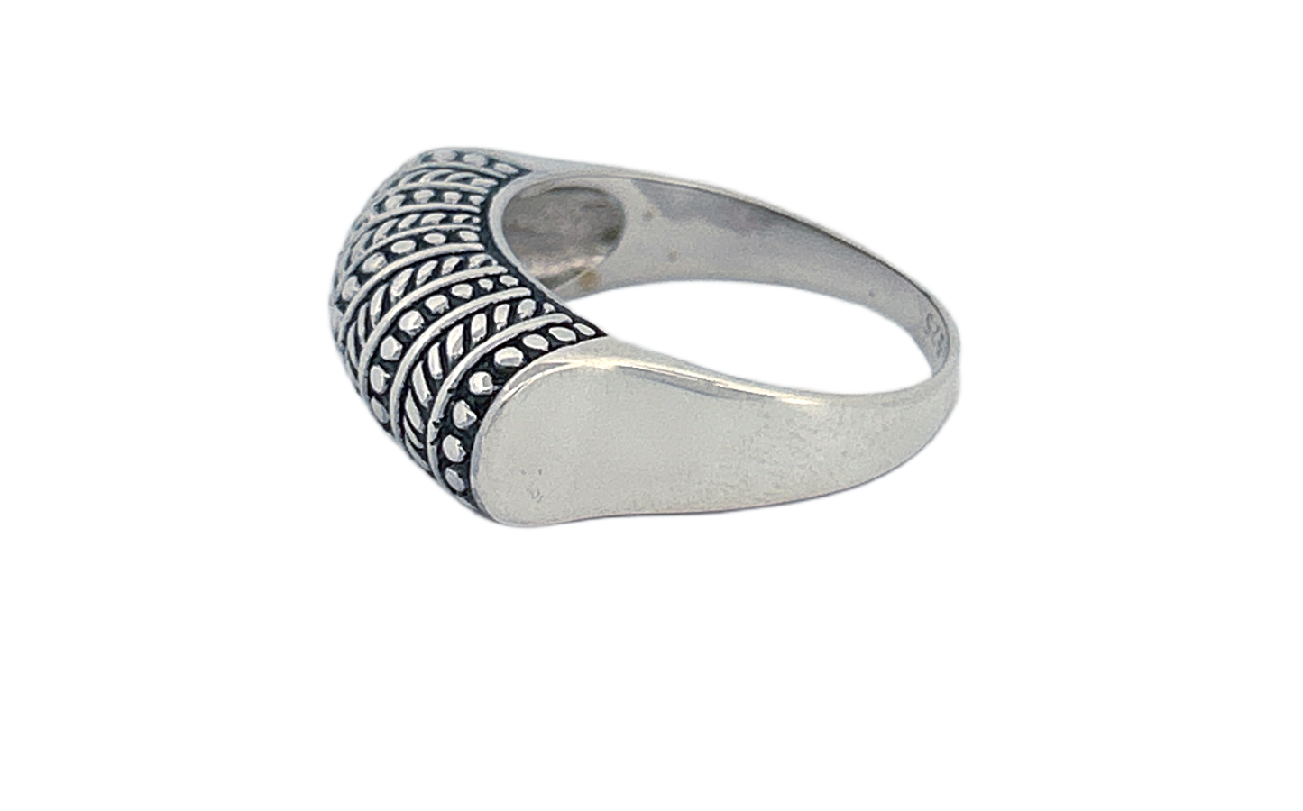 Sterling Silver Textured Band Ring – Dot & Rope Pattern