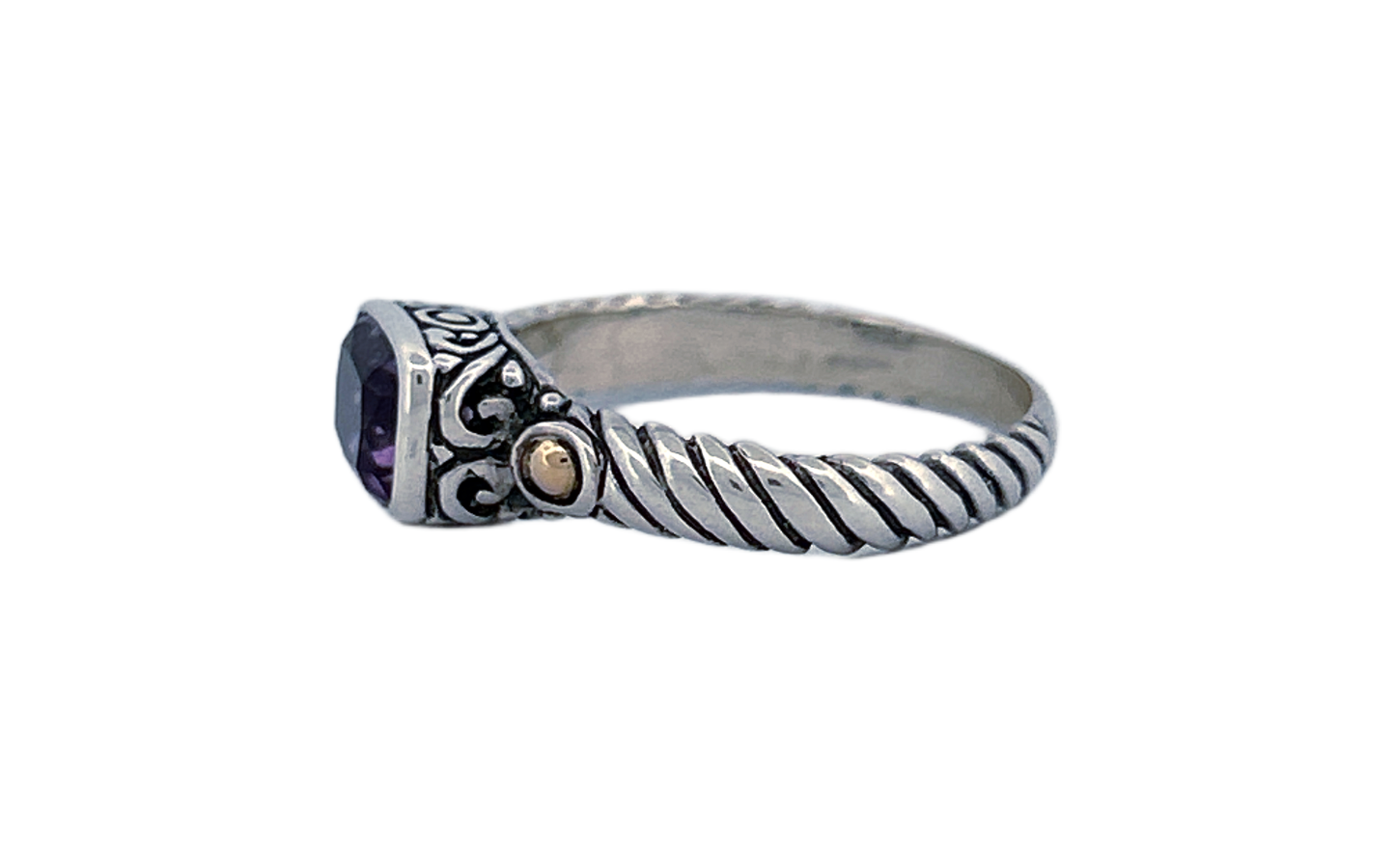 Handmade 925 Sterling Silver Natural Amethyst Cushion Cut Ring-R41