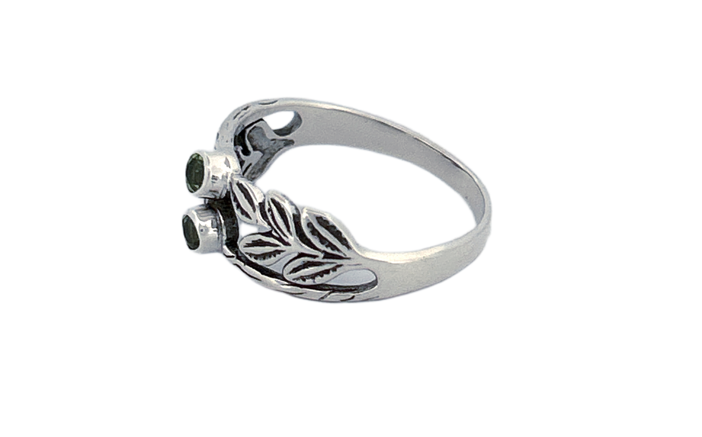 Sterling Silver Peridot Leaf Ring