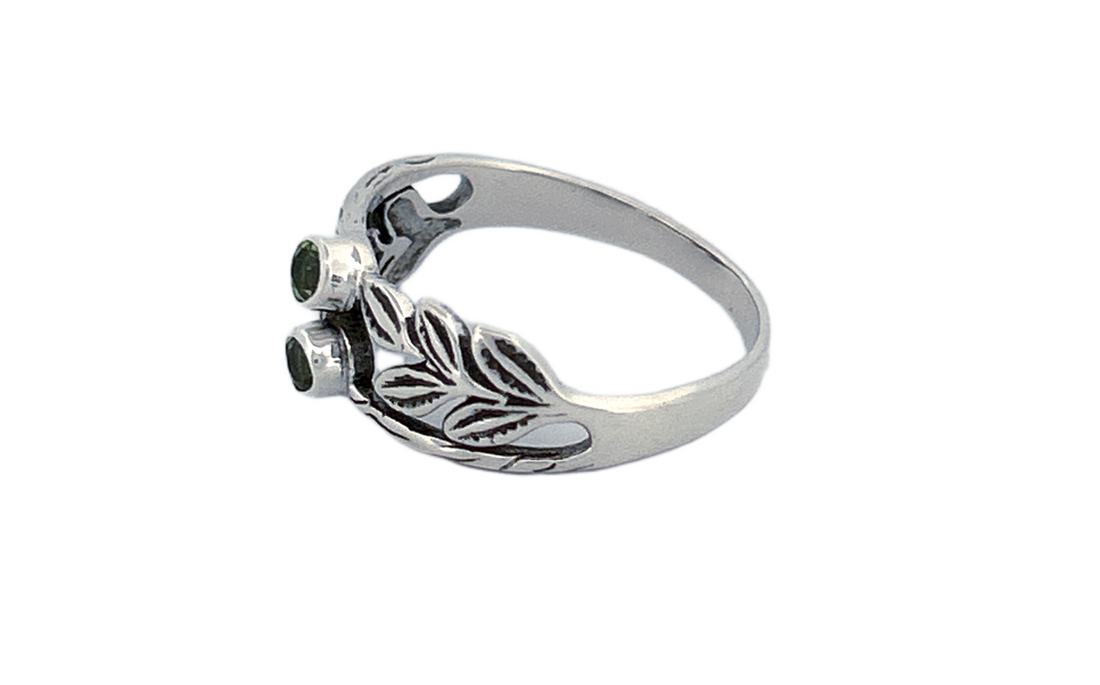 Sterling Silver Peridot Leaf Ring