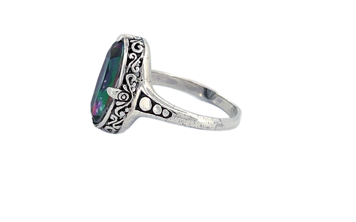 Sterling Silver Mystique Topaz Ring – Oval Cut Design