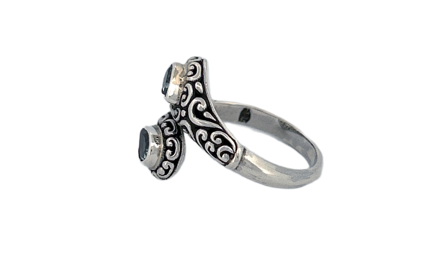 Blue Topaz Sterling Silver Tear Drop Shaped Ring-R90