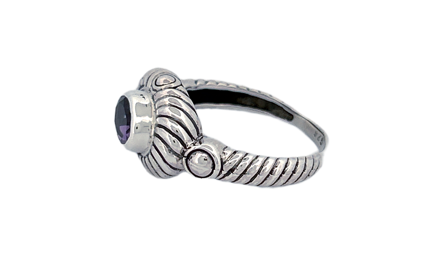 Sterling Silver Amethyst Ring – Sunburst Design