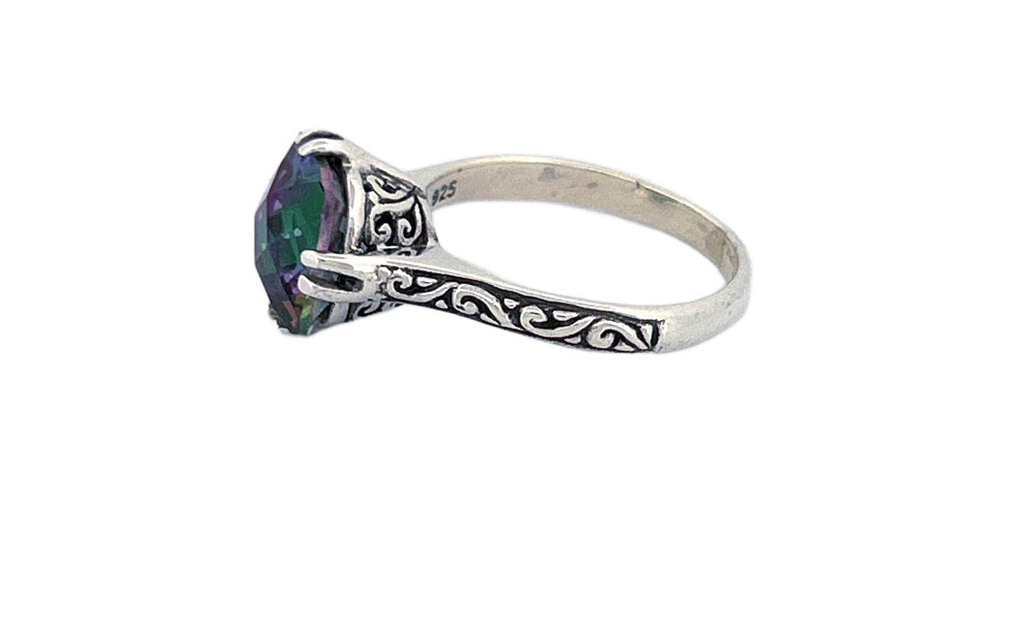 Sterling Silver Mystique Topaz Ring – Cushion Cut Design