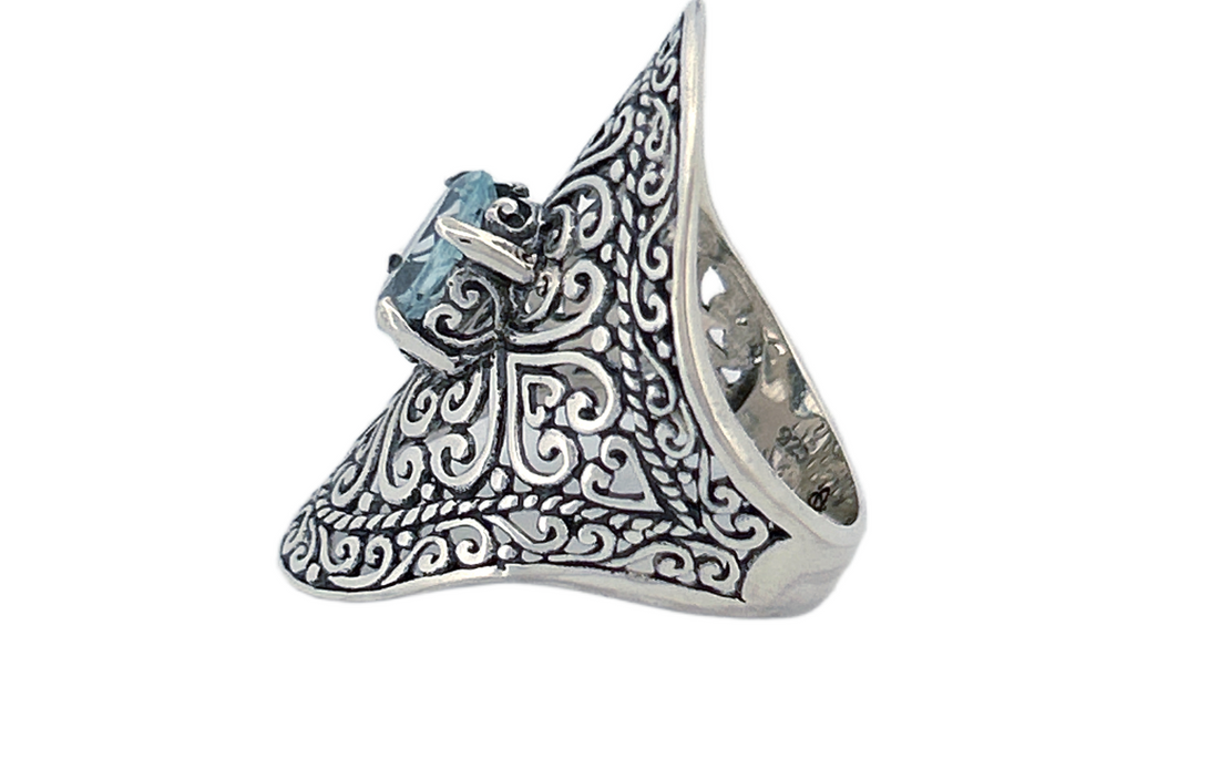 Sterling Silver Gemstone Ring – Blue Topaz or Amethyst