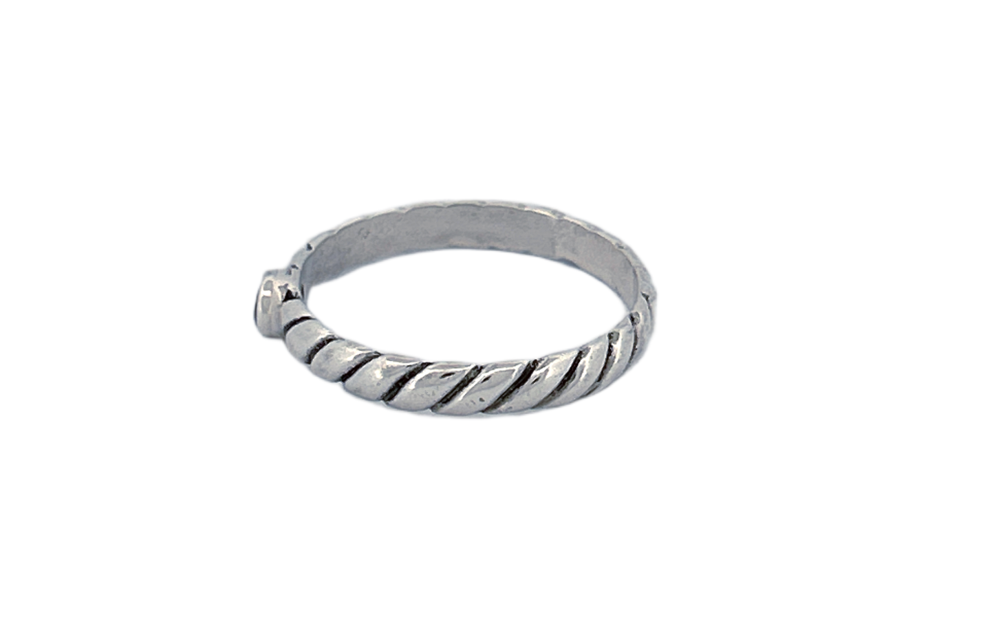 Sterling Silver Peridot Ring – Twisted Band Design
