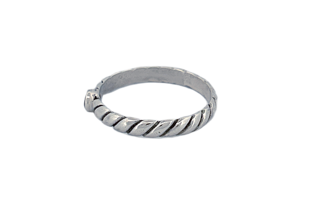 Sterling Silver Peridot Ring – Twisted Band Design