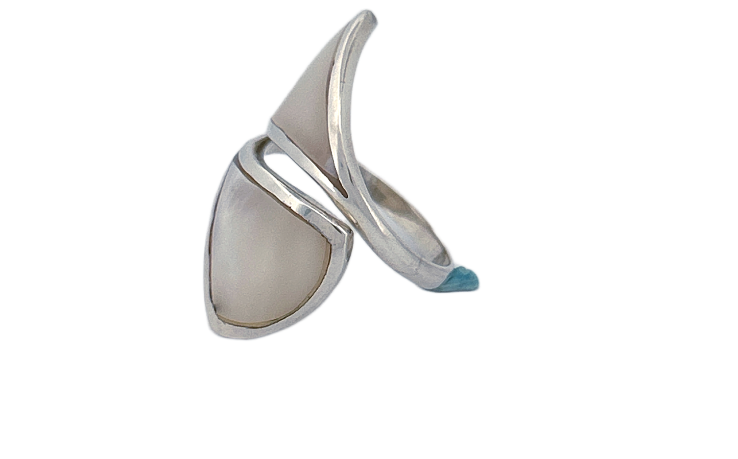 Sterling Silver Mother of Pearl Ring – Abstract Split Design